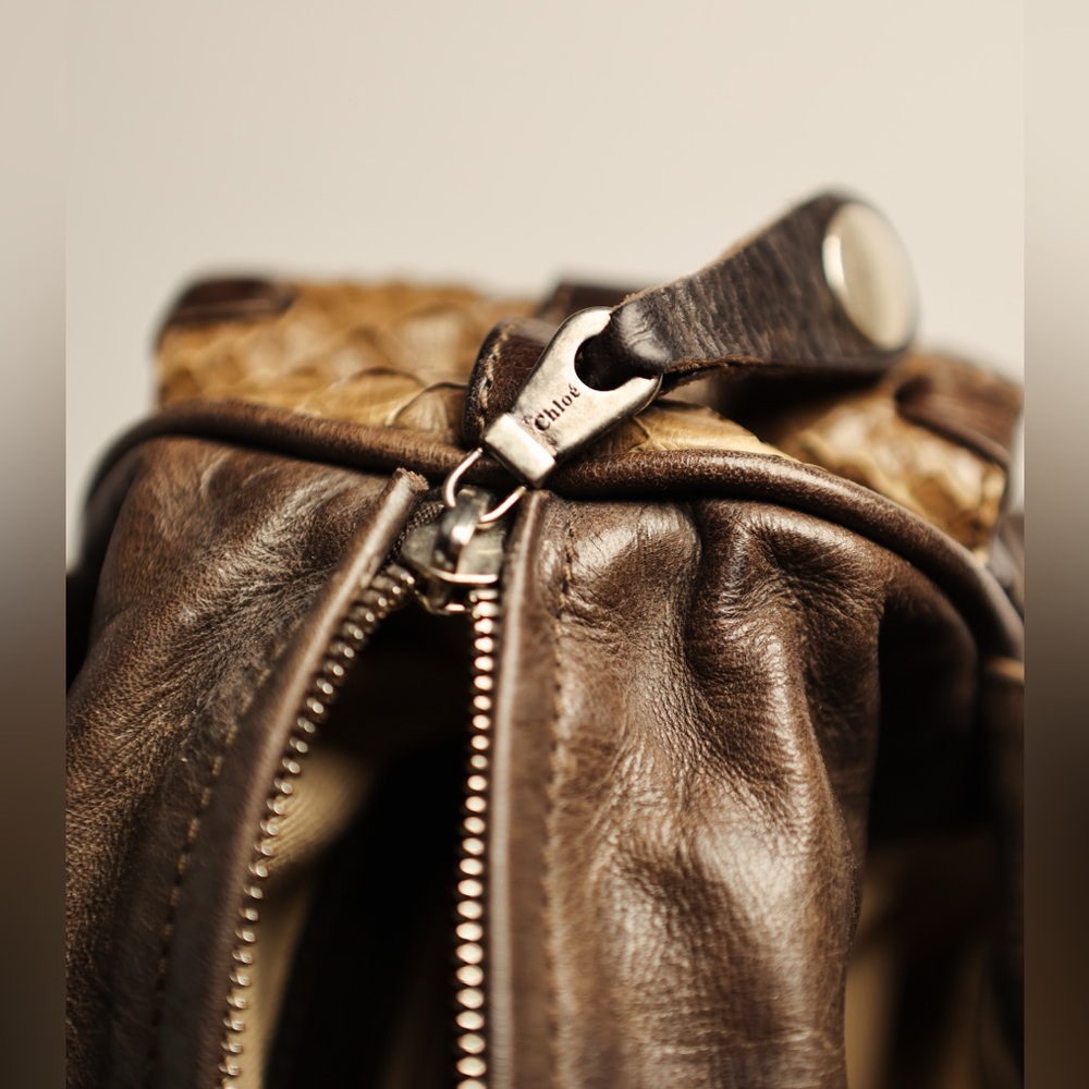 Chloe Python Silverado Snakeskin Shoulder Bag Han… - image 3